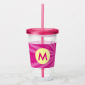 Roze Hot Bright Sunburst Monogram Yellow Circle Acryl Drinkbeker (Voorkant)