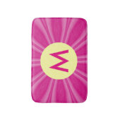 Roze Hot Bright Sunburst Monogram Yellow Circle Badmat (Voorkant Verticaal)