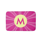 Roze Hot Bright Sunburst Monogram Yellow Circle Badmat (Voorkant)
