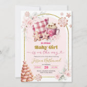 Roze Hot Chocolate Girl Baby shower Kaart (Voorkant)