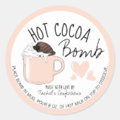 Roze Hot Cocoa Bomb Instructies Mok Hoorten Ronde Sticker (Voorkant)