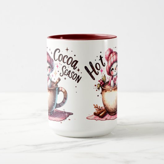 Roze Hot Cocoa Snowwomen Seizoen Mok (Midden)