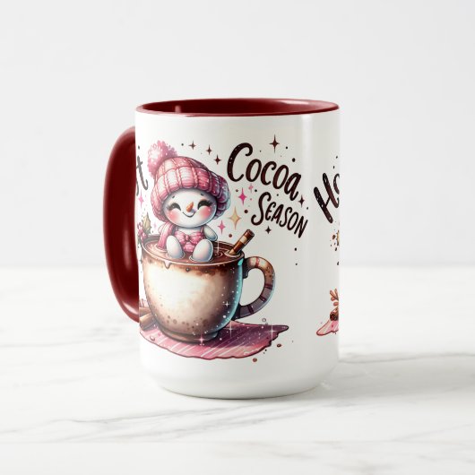 Roze Hot Cocoa Snowwomen Seizoen Mok (Voorkant links)