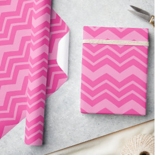 Roze Hot Pink Zigzag Chevron Patroon Ontwerp Cadeaupapier