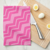 Roze Hot Pink Zigzag Chevron Patroon Ontwerp Theedoek (Quarter Fold)