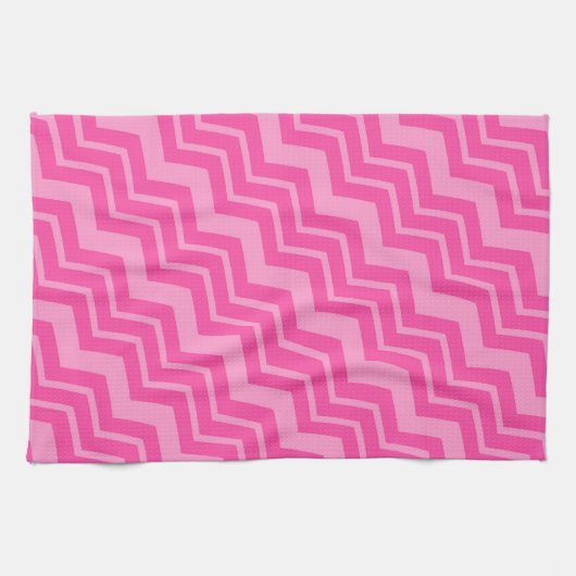 Roze Hot Pink Zigzag Chevron Patroon Ontwerp Theedoek (Horizontaal)