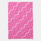 Roze Hot Pink Zigzag Chevron Patroon Ontwerp Theedoek (Verticaal)