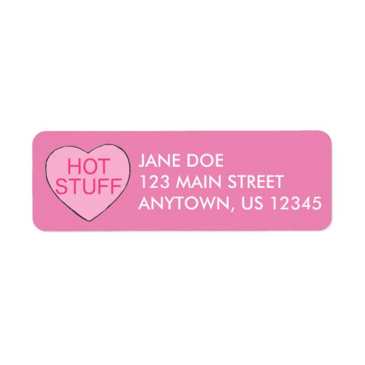 Roze HOT STUFF Snoep Heart Valentijnsdag Love Etiket (Voorkant)
