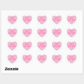 Roze HOT STUFF Valentijnsdag Snoep Hartslag Ronde Sticker (Vel)