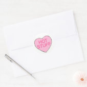 Roze HOT STUFF Valentijnsdag Snoep Hartslag Ronde Sticker (Envelop)