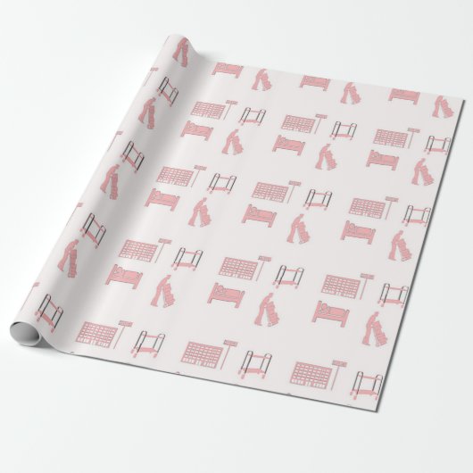 Roze hotelpatroon cadeaupapier (Uitgerold)