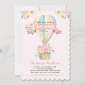 Roze hotline ballon Floral Baby Girl Shower Kaart (Voorkant)