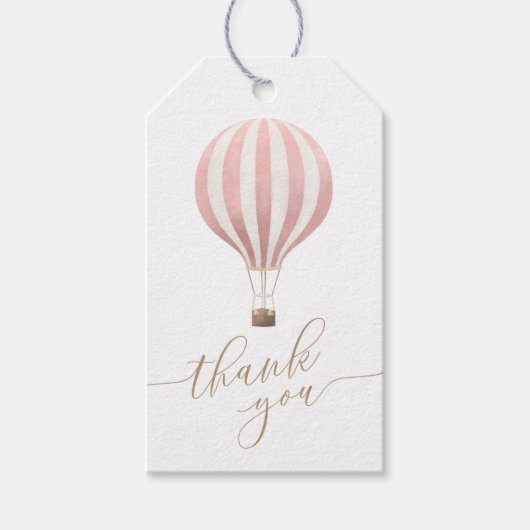 Roze hotline ballonmeisje Baby shower Hartelijk da Cadeaulabel (Voorkant)