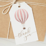 Roze hotline ballonmeisje Baby shower Hartelijk da Cadeaulabel<br><div class="desc">Zeg een speciale dank aan uw gasten van het baby shower met deze gunstmarkeringen,  die een waterverf hete luchtballon en goudtypografie bevatten.</div>