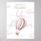 Roze hotline ballonvaardig Baby shower Welkomsttek Poster (Voorkant)