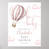 Roze hotline ballonvaardig Baby shower Welkomsttek Poster (Voorkant)