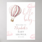 Roze hotline ballonvaardig Baby shower Welkomsttek Poster (Voorkant)