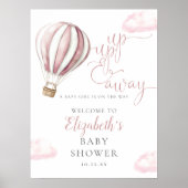 Roze hotline ballonvaardig Baby shower Welkomsttek Poster (Voorkant)