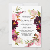 Roze hotline & Blush roze & Paarse huwelijksuitnod Kaart (Voorkant)