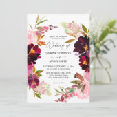 Roze hotline & Blush roze & Paarse huwelijksuitnod Kaart (Staand voorkant)