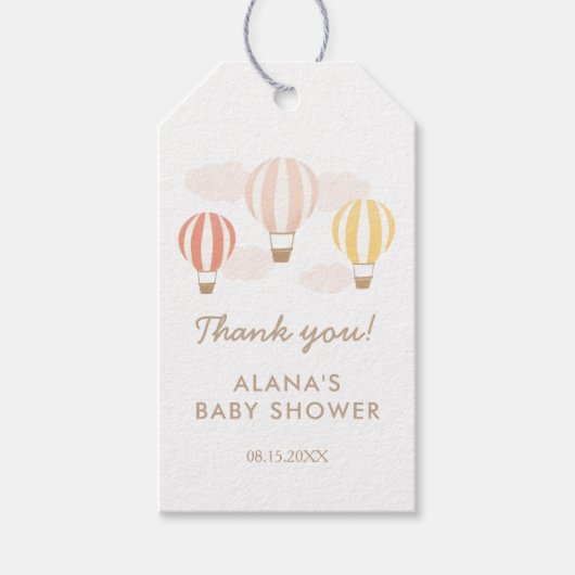 Roze hotline luchtballonnen Girl Baby shower Cadeaulabel (Voorkant)