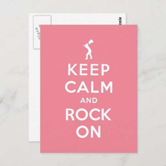 Roze hou kalm en ga door briefkaart (Voorkant / Achterkant)