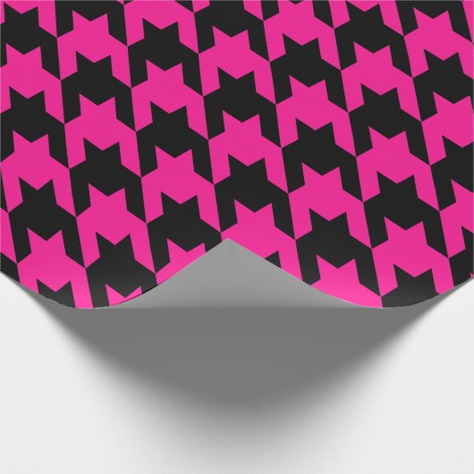 roze houndstooth cadeaupapier (Hoek)