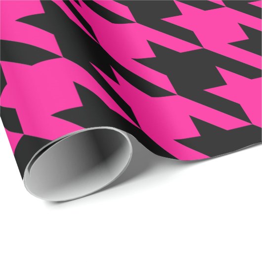 roze houndstooth cadeaupapier (Rol Hoek)