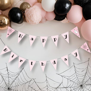 Roze Houndstooth Gelukkige Verjaardag Halloween Gh Vlaggetjes