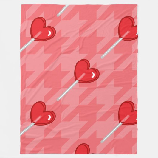 Roze Houndstooth Heart Lollipop deken (Voorkant)