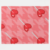 Roze Houndstooth Heart Lollipop deken (Voorkant (Horizontaal))