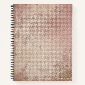Roze Houndstooth met Blos | Elegant Neutraal Dagbo Notitieboek