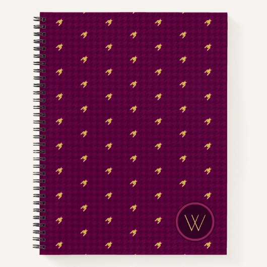 Roze Houndstooth Notitieboek met Gouden Accent (Voorkant)