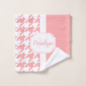 Roze houndstooth Pattern Bad Handdoek (Wasdoekje)