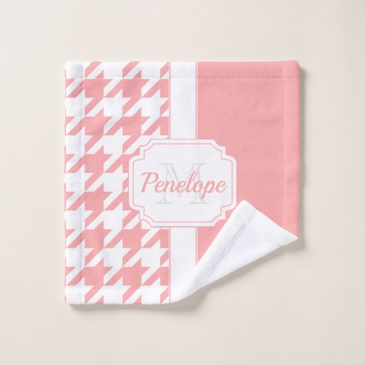 Roze houndstooth Pattern Bad Handdoek (Wasdoekje)