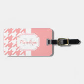 Roze houndstooth Pattern Bagagelabel (Voorkant horizontaal)