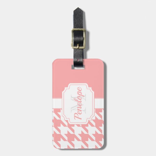 Roze houndstooth Pattern Bagagelabel (Voorkant verticaal)