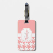 Roze houndstooth Pattern Bagagelabel (Achterkant verticaal)