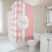 Roze houndstooth Pattern Douchegordijn (In situ)
