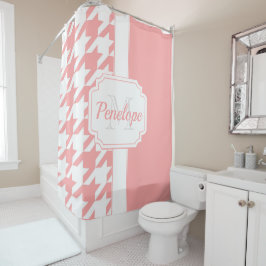 Roze houndstooth Pattern Douchegordijn