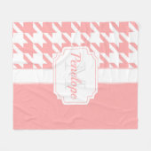 Roze houndstooth Pattern Fleece Deken (Voorkant (Horizontaal))