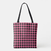 Roze Houndstooth Schoudertas Tote Bag (Achterkant)