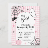 Roze Houndstooth Spooky Een Halloween Verjaardag Kaart (Voorkant)