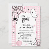 Roze Houndstooth Spooky Halloween 2e verjaardag Kaart (Voorkant)