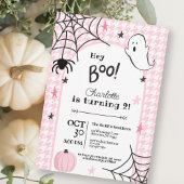 Roze Houndstooth Spooky Halloween 2e verjaardag Kaart