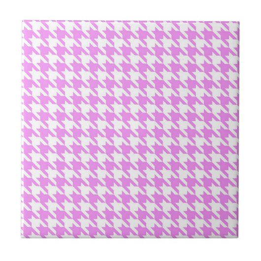 Roze Houndstooth Tegeltje (Voorkant)