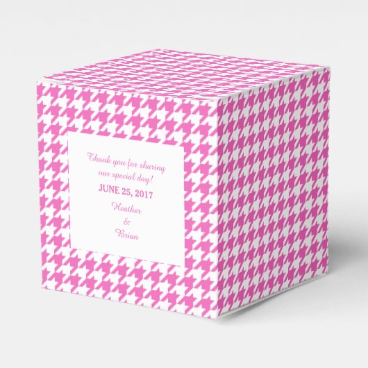 Roze houndstooth Wedding Favor Box Bedankdoosjes (Voorkant Zijde)