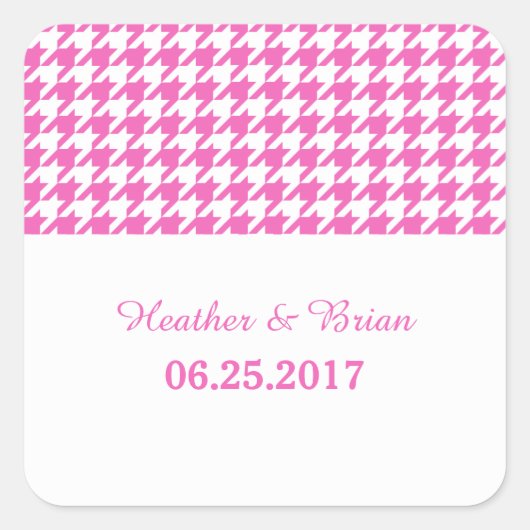 Roze houndstooth Wedding Stickers (Voorkant)