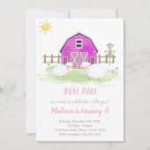 Roze House Boerderij Uitnodigingen (Voorkant)