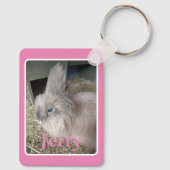 Roze House Rabbit Photo Afbeelding met Name Keepom Sleutelhanger (Achterkant)